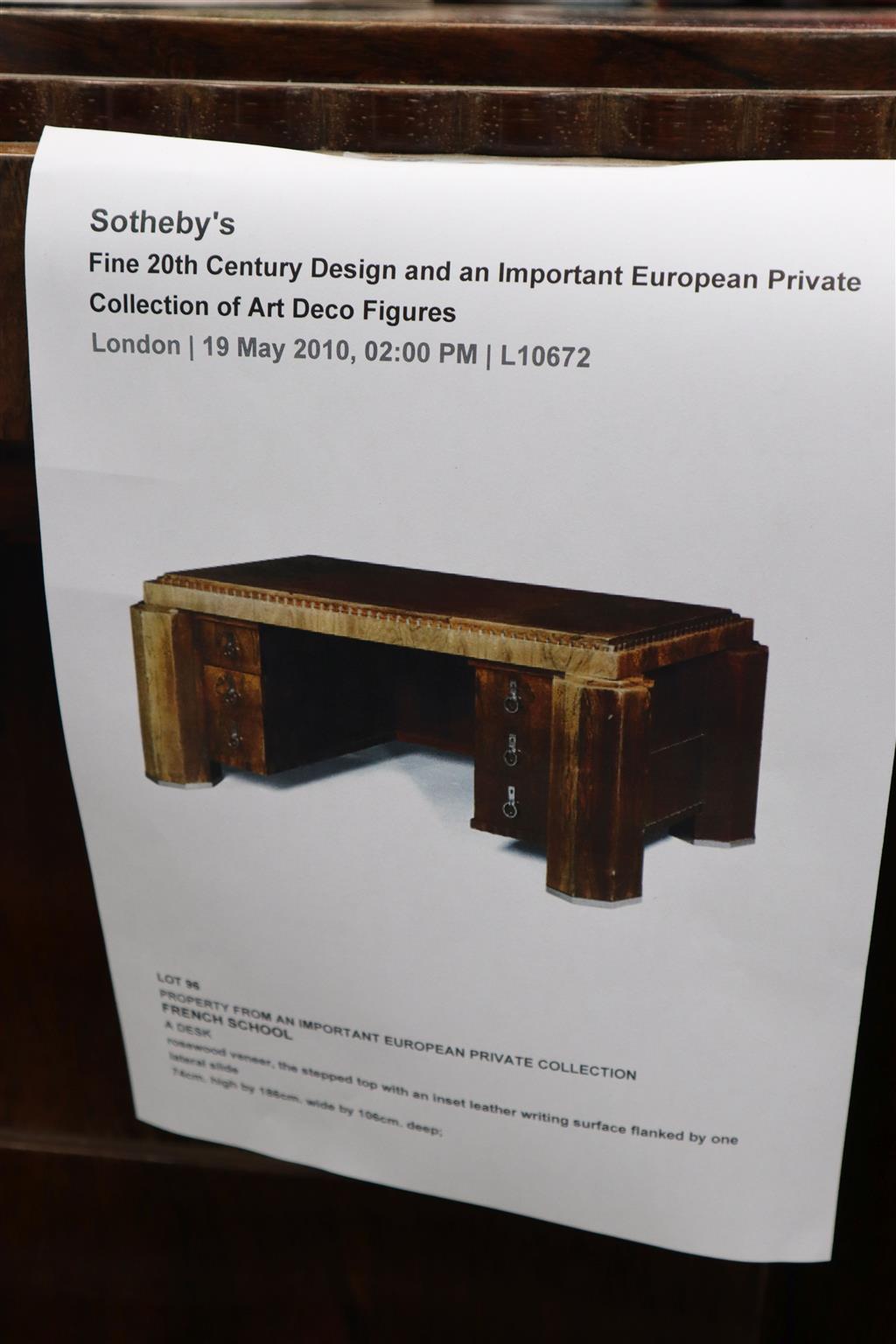 A French Art Deco rosewood desk in the manner of Paul Follot